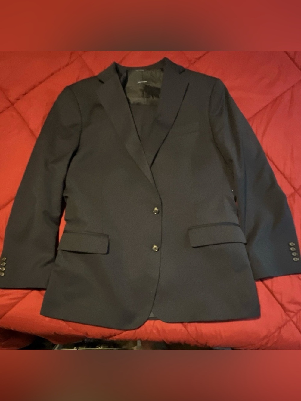 Suit - Stafford Navy Blue 3-Piece Classic Fit Suit (46R Jacket, 38x29 Pants)